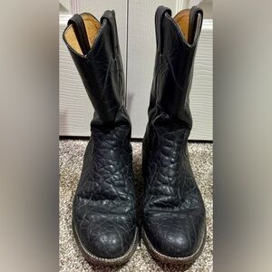 Justin Black Leather Roper Boots Women's Size 6D Cowboy Western Style L3187